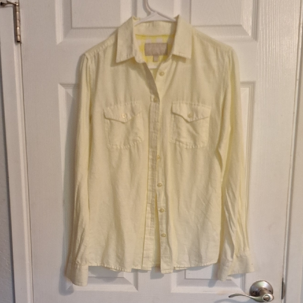 Women's Light Soft Buttery Yellow Linen / Cotton  Button-Up Shirt
